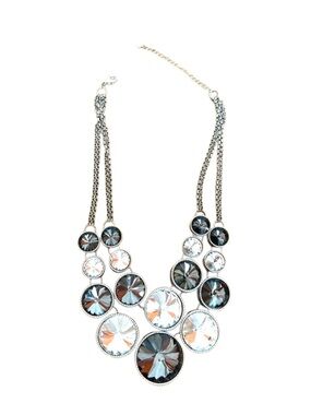NECKLACE & EARRING SET ~ Elegant Bold Silver and Black Statement Jewelry Set